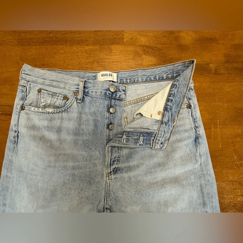Agolde Distressed Riley Crop Jean 31 100% Cotton No Stretch - Picture 4 of 10